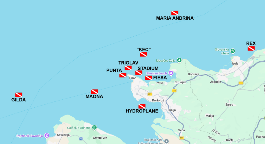 Dive sites in Slovenia